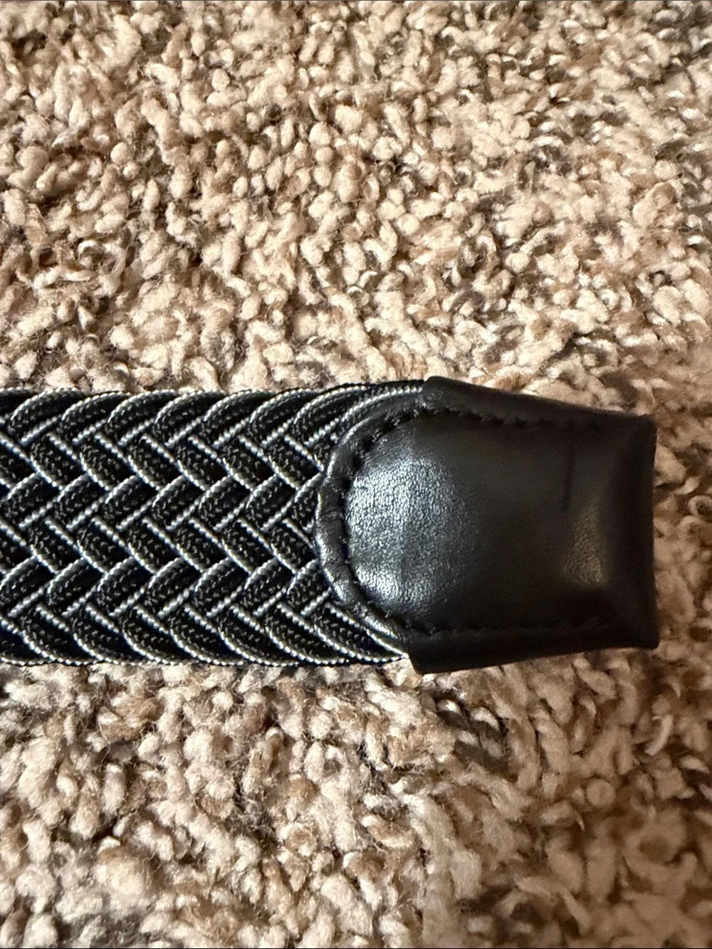 Tommy Bahama Black Braided Belt with Silver Buckle and leather trim